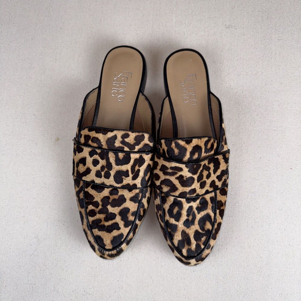 Franco Sarto Malesa 2 Leopard Calf Hair Mule Loafers Slip On Flats Women’s 8.5 - Picture 3 of 9